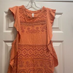 Orange Lace Detail Women's Top
